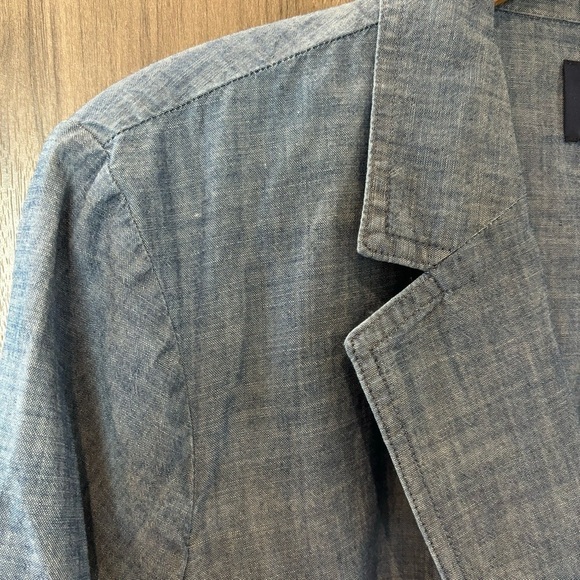 NWOT Lands End 20W Blazer Jacket Cotton Chambray Blue One Button - Picture 3 of 10